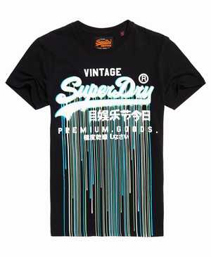 Superdry Premium Goods Stainer Férfi Pólók Fekete | NSLUE5128